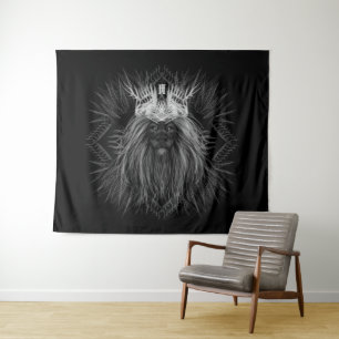 Leeuw met kroonmonogram wandkleed