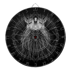 Leeuw met kroonmonogram zwart dartbord