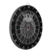 Leeuw met kroonmonogram zwart dartbord (Voorkant Links)