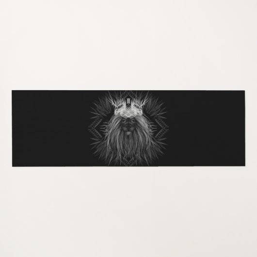 Leeuw met kroonmonogram zwart yogamat (Achterkant (horizontaal))