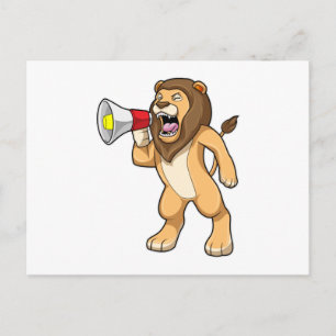 Leeuw met microfoon briefkaart