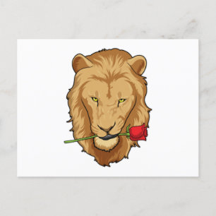 Leeuw met Roos Briefkaart
