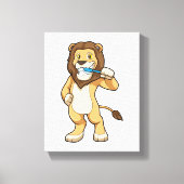 Leeuw met tandenborstel canvas afdruk (Voorkant)
