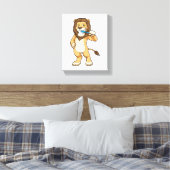 Leeuw met tandenborstel canvas afdruk (Insitu (Slaapkamer))