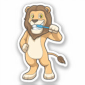 Leeuw met tandenborstel sticker (Voorkant)