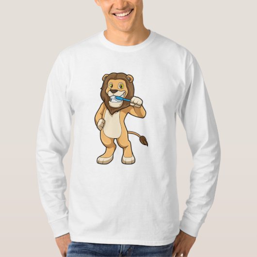 Leeuw met tandenborstel t-shirt (Voorkant)
