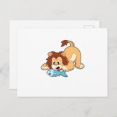 Leeuw met Vis Briefkaart (Voorkant / Achterkant)