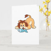 Leeuw met vis kaart (Gele Bloem)
