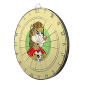 Leeuw met voetbal cartoon dart board dartbord (Voorkant Rechts)