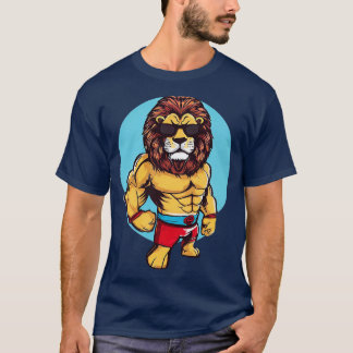 Leeuw met Wrestling stijl T-shirt