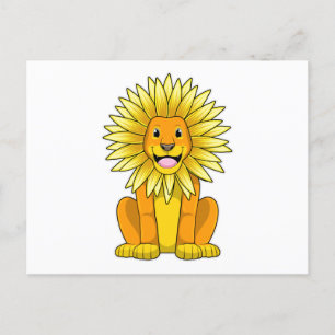 Leeuw met zonnebloem bloem briefkaart