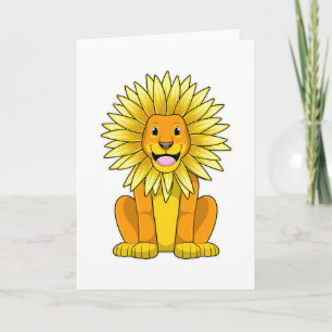 Leeuw met zonnebloem bloem kaart