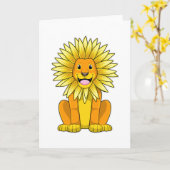 Leeuw met zonnebloem bloem kaart (Gele Bloem)