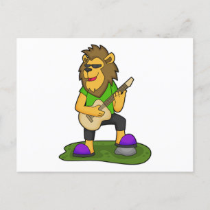 Leeuw Muzikant Gitaar Muziek Briefkaart