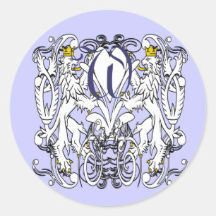  leeuw ongebreideld wit met gouden kronen, tong ronde sticker