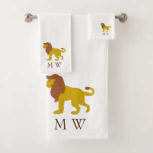 Leeuw ontwerp met monogram bad handdoek