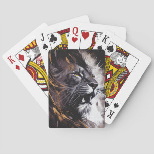 Leeuw Portret Dier Schilderen Wildlife Avontuur Pokerkaarten