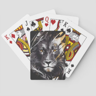 Leeuw Portret Dier Schilderen Wildlife Avontuur Pokerkaarten