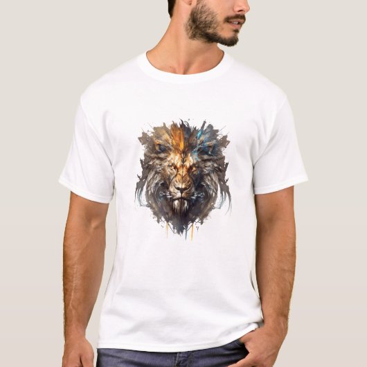 Leeuw Portret Dier Schilderen Wildlife Buiten T-shirt (Voorkant)