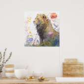 Leeuw Portret Dier Schilderen Wildlife Forest Poster (Keuken)