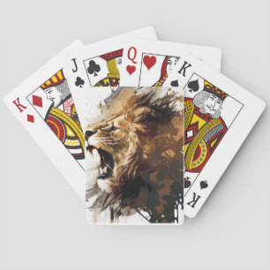 Leeuw Portret Dier Schilderen Wildlife Mountain Pokerkaarten