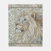Leeuw Portret Mozaïek Kunst Fleece Deken (Voorkant)