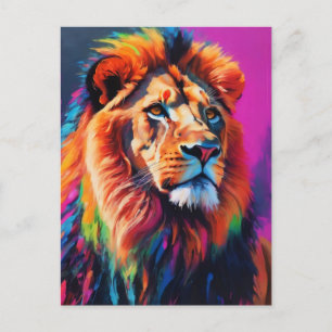 Leeuw portret schilderij kunst briefkaart