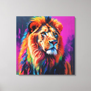 Leeuw portret schilderij kunst canvas afdruk