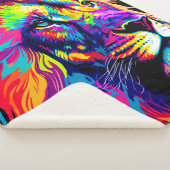 Leeuw portret schilderij sherpa deken (3/4)