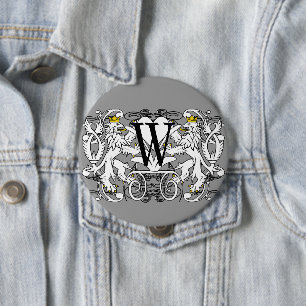 Leeuw Rampant Renaissance Bruiloft Ronde Button 4,0 Cm