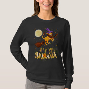 Leeuw rijdt Heks Schot hagel Leeuw Halloween T-shirt