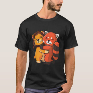 Leeuw rode panda knuffelen kawaii dier t-shirt