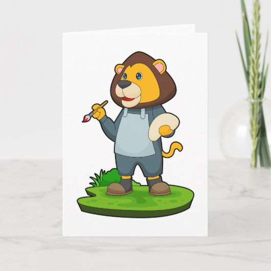 Leeuw schilderen verfkwast kaart (Voorkant)