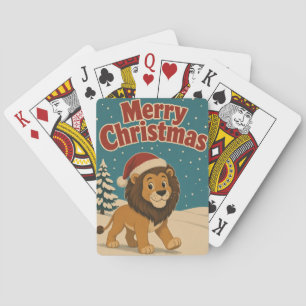 Leeuw Sneeuw Tuin Dier Kerstmis Pokerkaarten
