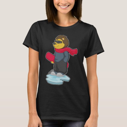 Leeuw Snowboard Wintersport T-shirt (Voorkant)
