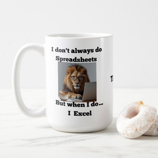 leeuw spreadsheet office mok (Met donut)