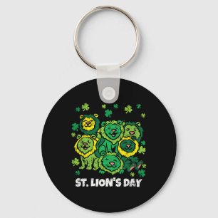 Leeuw St. Patrick's Day Schattig Dier Klavertje vi Sleutelhanger