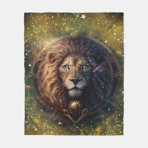 Leeuw Sterrenbeeld Aquarel Ontwerp Fleece Deken