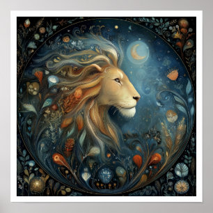 Leeuw Sterrenbeeld Geboorte Teken Astrologie Hemel Poster