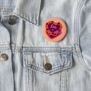 Leeuw Sterrenbeeld Pastelkleurige Hart Verjaardags Ronde Button 5,7 Cm
