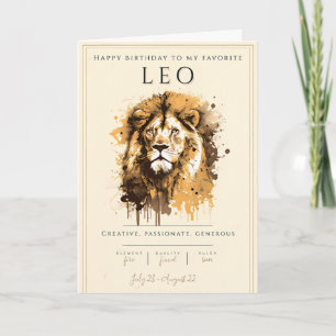 Leeuw Symbool Sterrenbeeld Waterverf Astrologie Ve Kaart