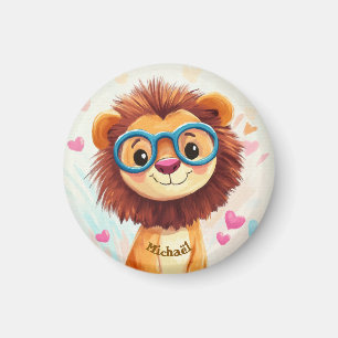Leeuw Valentijnsdag Hart Badge Kinderen School Magneet