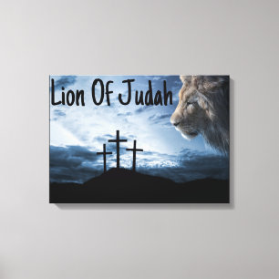 Leeuw van de Judah Tribe Cross Canvas Wall Art