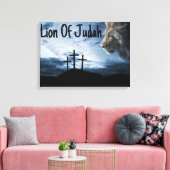 Leeuw van de Judah Tribe Cross Canvas Wall Art (Insitu (Woonkamer))
