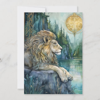 Leeuw van het Betoverde Rijk Fantasy Kunst Plat Ka