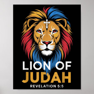 Leeuw Van Juda God Jezus Kruis Christelijk Religie Poster