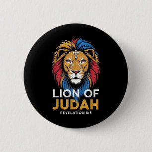 Leeuw Van Juda God Jezus Kruis Christelijke Godsdi Ronde Button 5,7 Cm