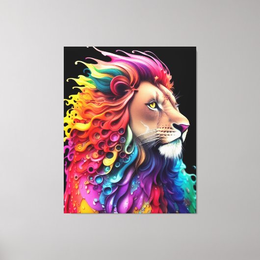 Leeuw van Juda Majestic Kleurrijke Levendige Chris Canvas Afdruk (Voorkant)