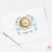 Leeuw Verjaardag Dank u Ronde Sticker (Envelop)