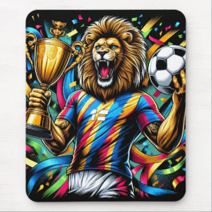 Leeuw Voetbal Kampioen Trofee Voetbal Overwinning Muismat